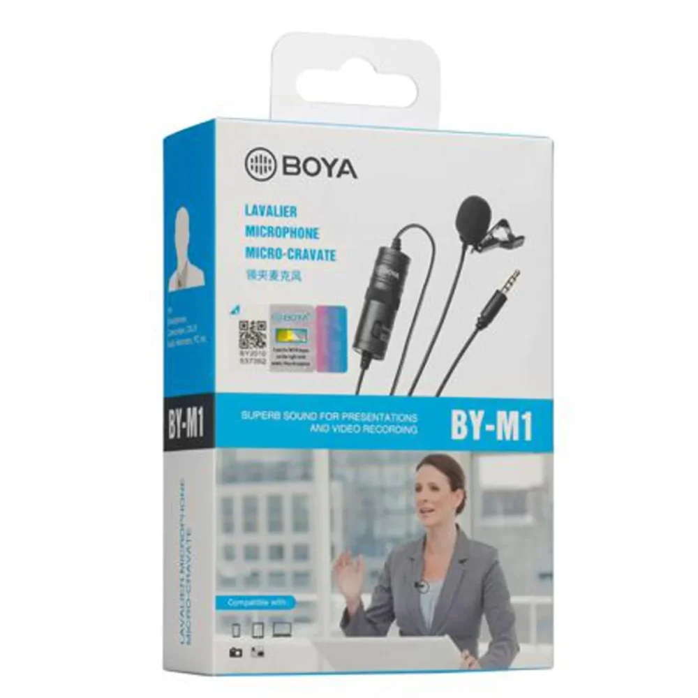 BOYA BY-M1 Professional Lavalier Microphone – Omnidirectional Clip-On Mic for Smartphones, DSLR Cameras & PCs