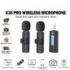 3 K35 Pro Wireless Lavalier Microphone – 2.4GHz Noise Reduction Clip-On Recording Mic