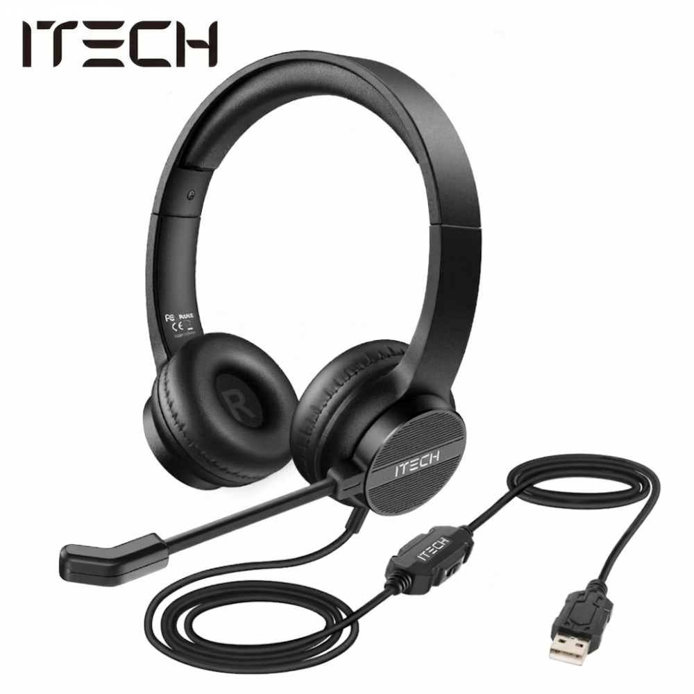 iTech Telecom H12E Environmental Noise Cancelling Wired Headset