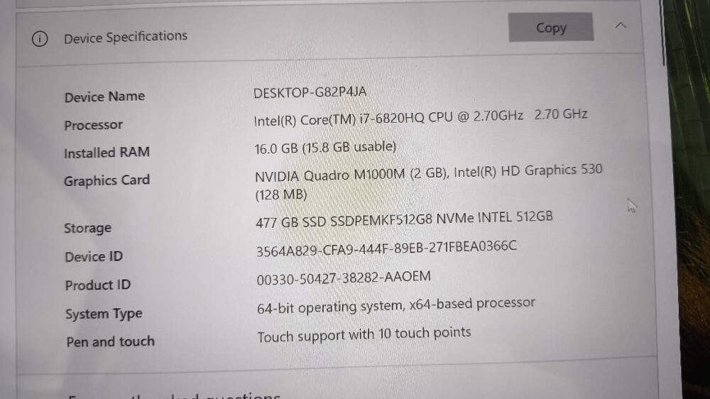 Dell Precision 5510 Mobile Workstation – Intel Core i7-6820HQ, 16GB RAM, 512GB NVMe SSD, NVIDIA Quadro M1000M 2GB, 15.6" 4K Touch Display