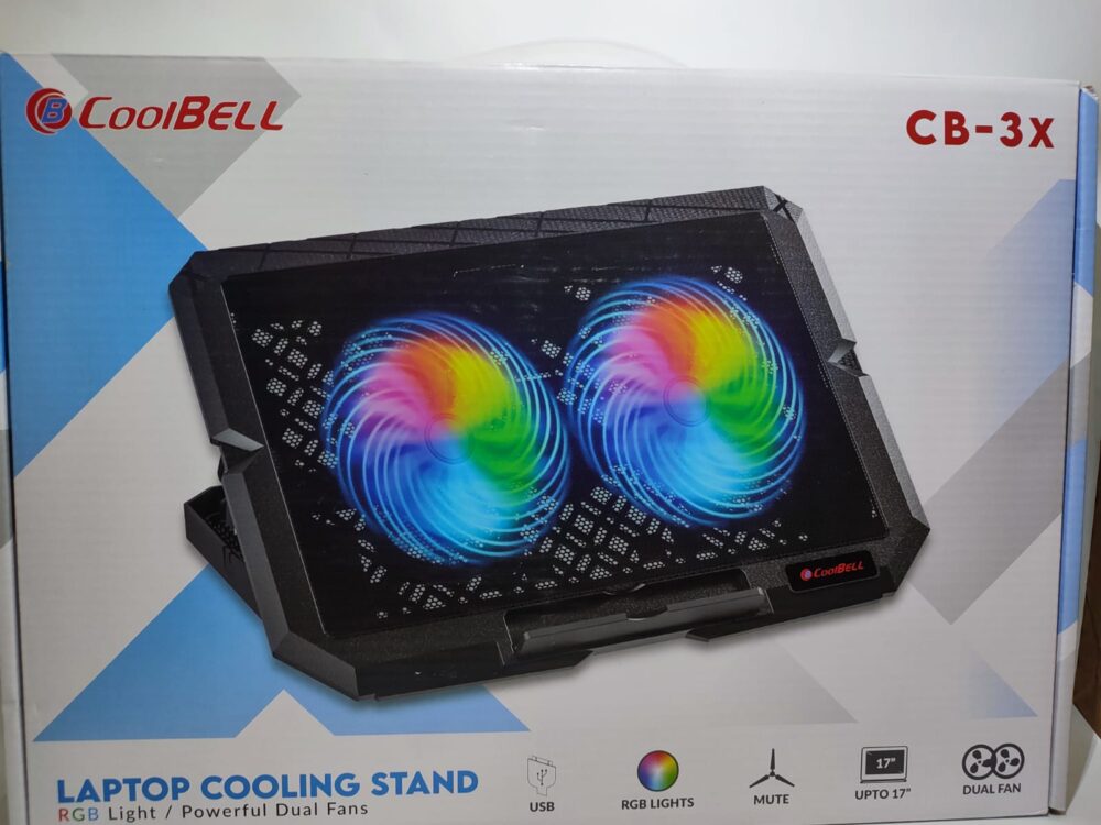 WhatsApp Image 2026-06-22 at 3.24.44 PM CoolBell CB-3X RGB Laptop Cooling Stand – Powerful Dual Fan Cooling Pad for Laptops Up to 17"