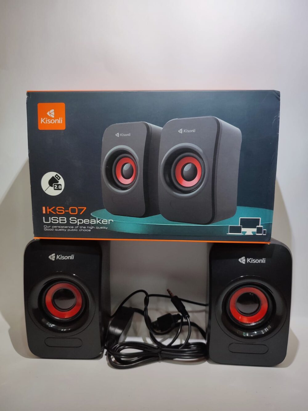 Kisonli KS-07 USB Multimedia Speaker – Stereo Sound Compact Desktop Speaker