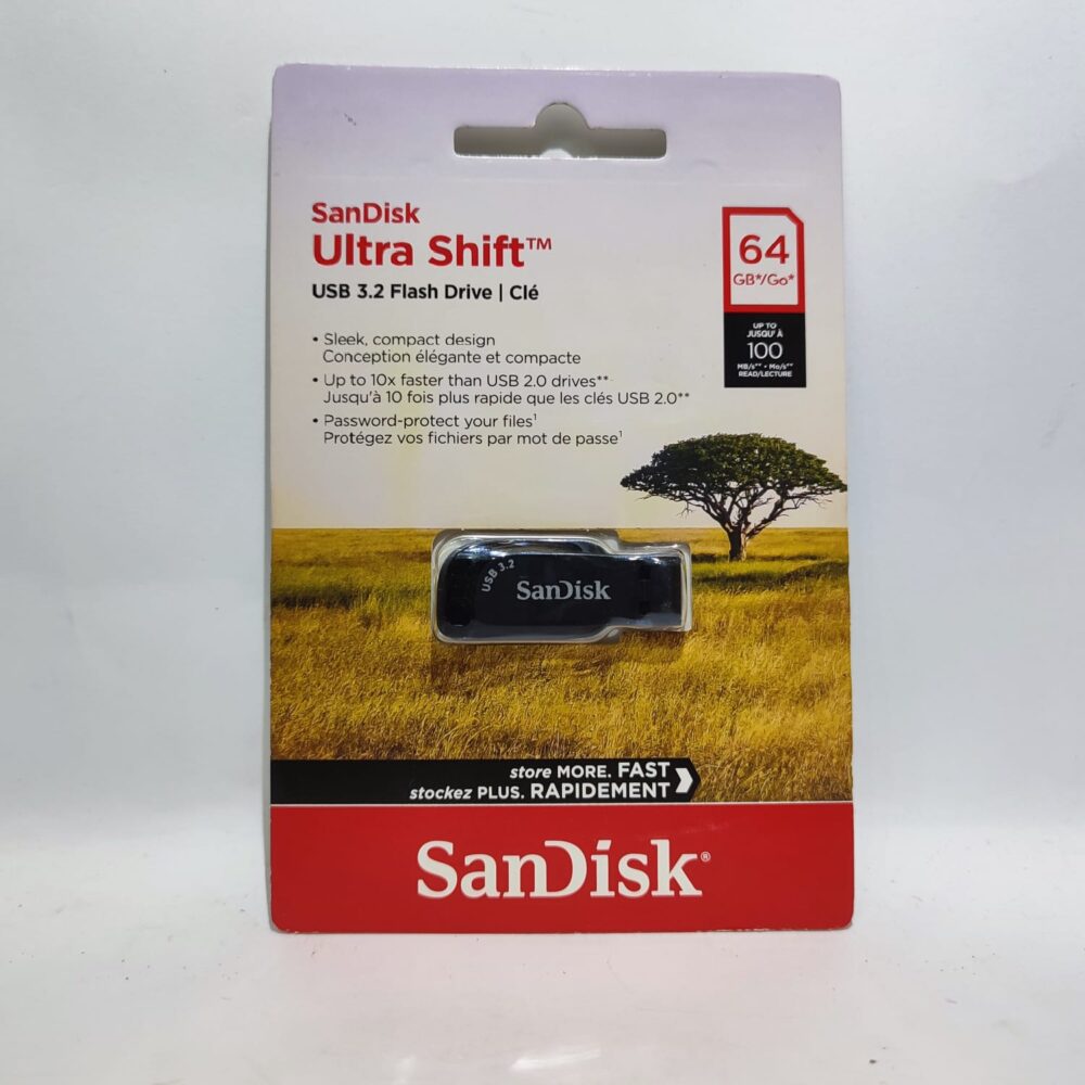 SanDisk Ultra Shift™ 64GB USB 3.2 Flash Drive – Up to 100MB/s Read Speed