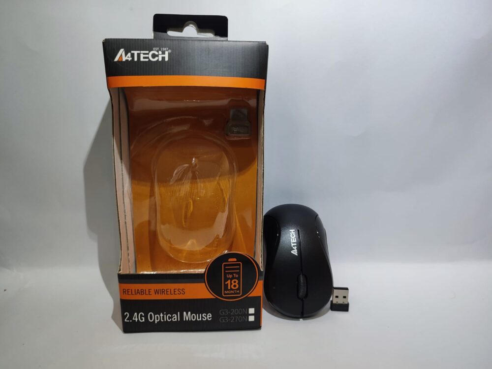 A4Tech 2.4G Optical Wireless Mouse – 1000 DPI Ergonomic USB Mouse