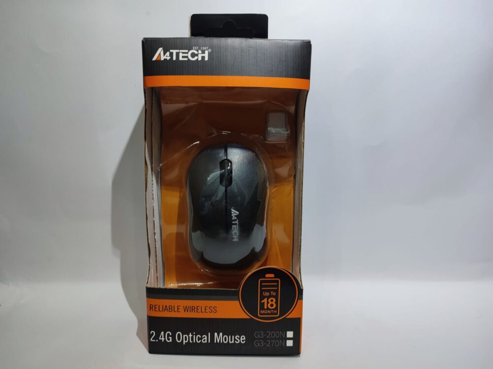 A4Tech 2.4G Optical Wireless Mouse – 1000 DPI Ergonomic USB Mouse