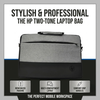 HP Premium Hand Carry Laptop Bag – Grey & Black 15.6" Business Briefcase with Shoulder Strap