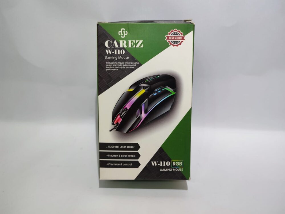 CAREZ W110 RGB Gaming Mouse – High Precision Wired Gaming Mouse with LED Lighting