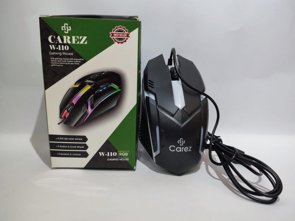 CAREZ W110 RGB Gaming Mouse – High Precision Wired Gaming Mouse with LED Lighting
