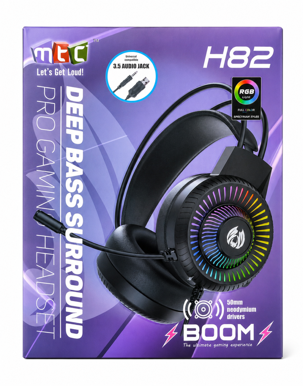 MTC H82 Deep Bass Surround Programming Headset – RGB Gaming Headset with HD Microphone