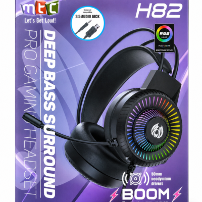 MTC H82 Deep Bass Surround Programming Headset – RGB Gaming Headset with HD Microphone