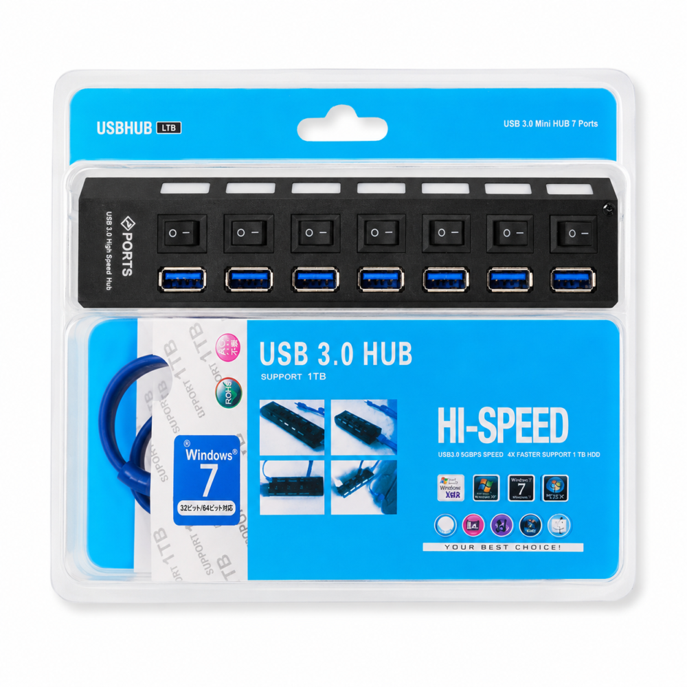 USB 3.0 7-Port Hub – High-Speed Multi-Port USB Expansion Hub
