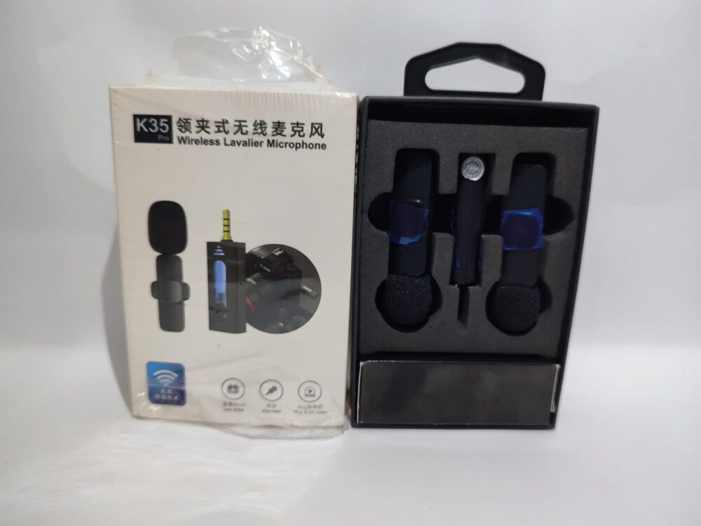 k35 2 K35 Pro Wireless Lavalier Microphone – Noise Reduction Clip-On Mic for Smartphones, Cameras & Laptops