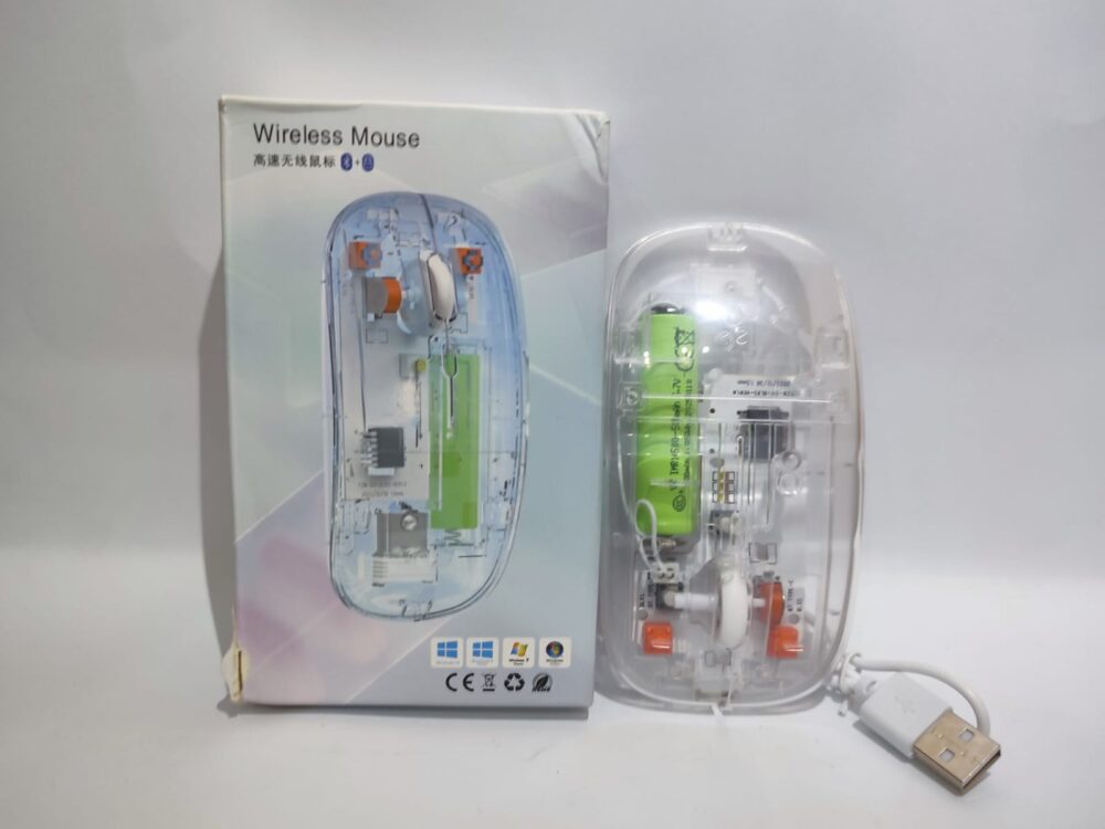 wireless mouse 3 Wireless Transparent Mouse – Rechargeable Crystal Clear Bluetooth & 2.4GHz Wireless Mouse