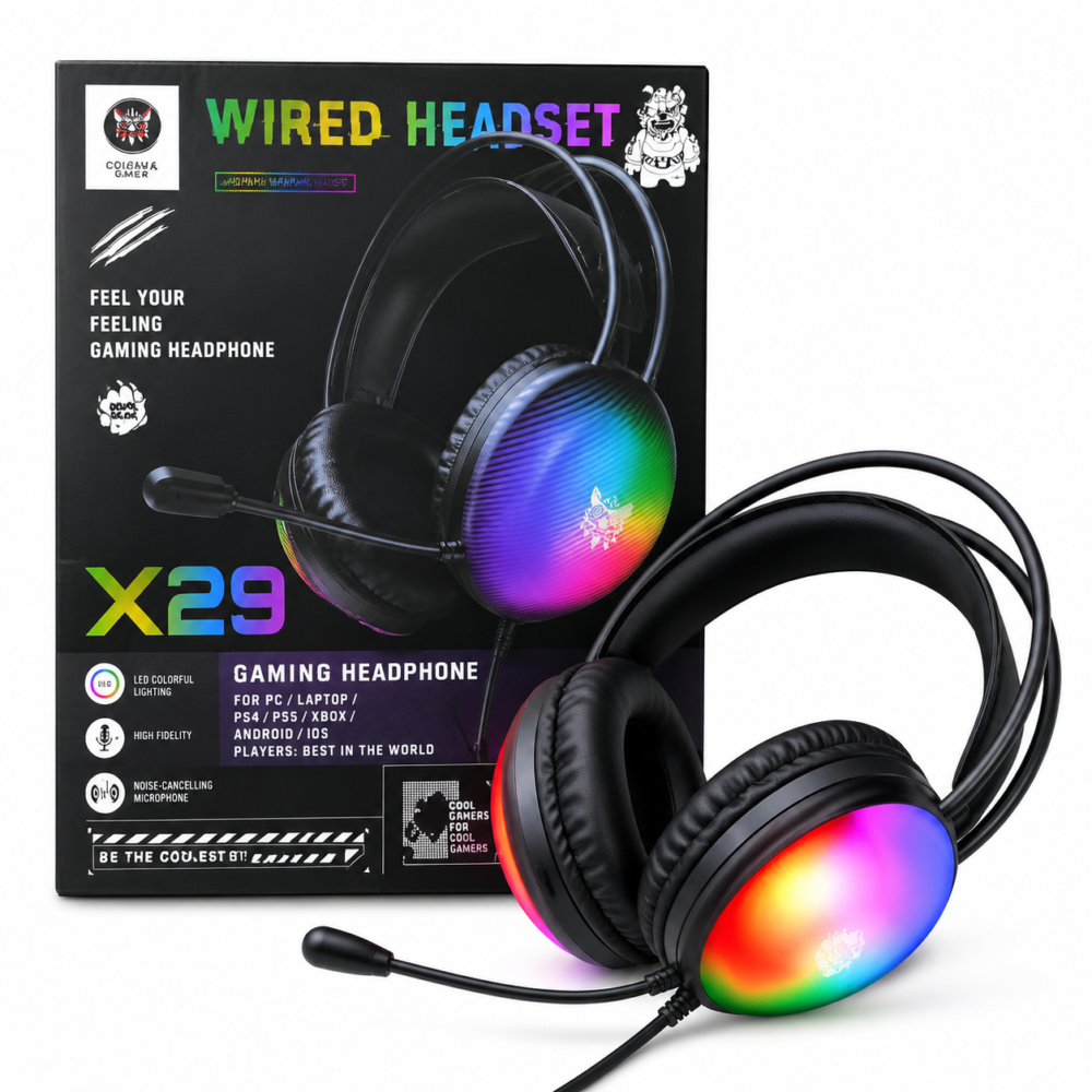 ONIKUMA X29 Gaming Wired Headset – RGB Stereo Surround Sound Headphones with HD Microphone