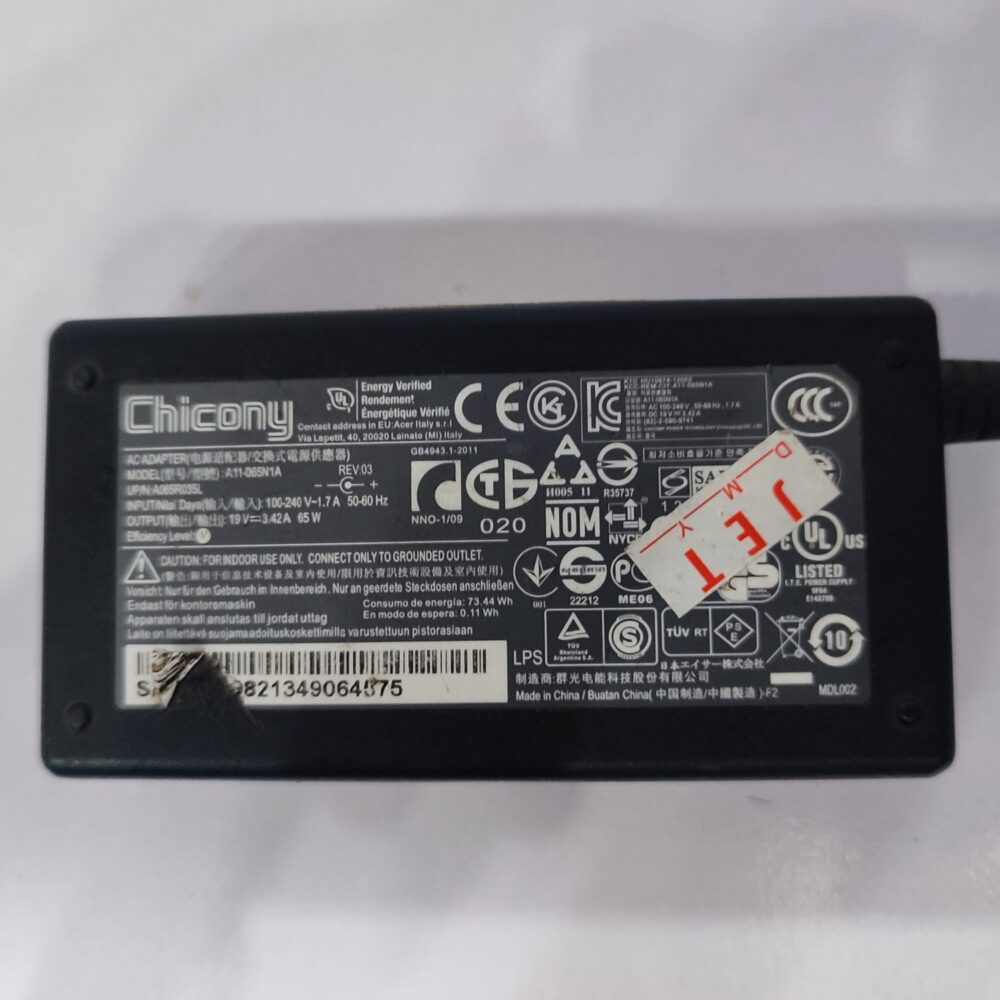 Acer 65W Laptop Charger – 19V 3.42A AC Power Adapter