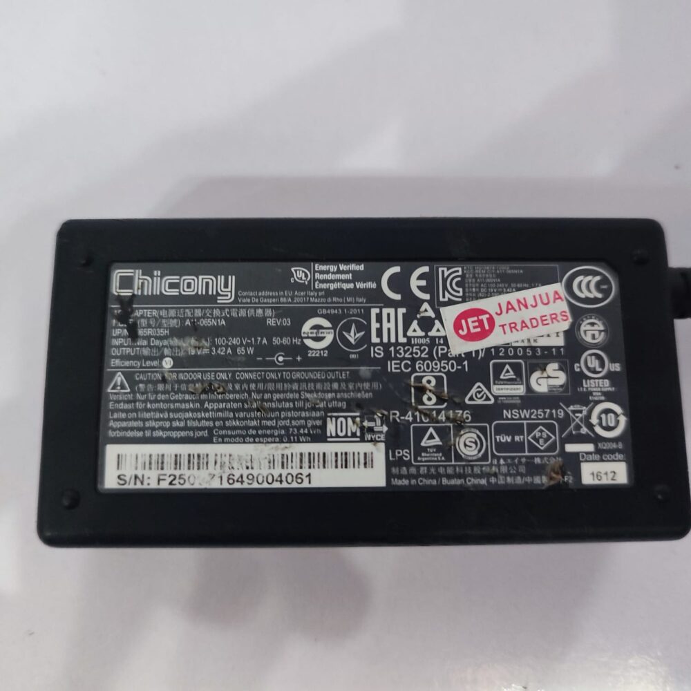 Acer 65W Narrow Pin Laptop Charger –19V 3.42A AC Power Adapter