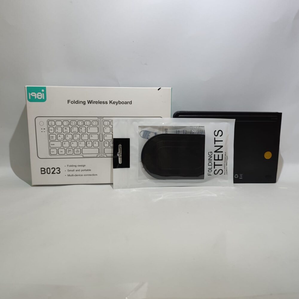 B023 Folding Wireless Keyboard with Complimentary Phone Holder – Portable Bluetooth Keyboard