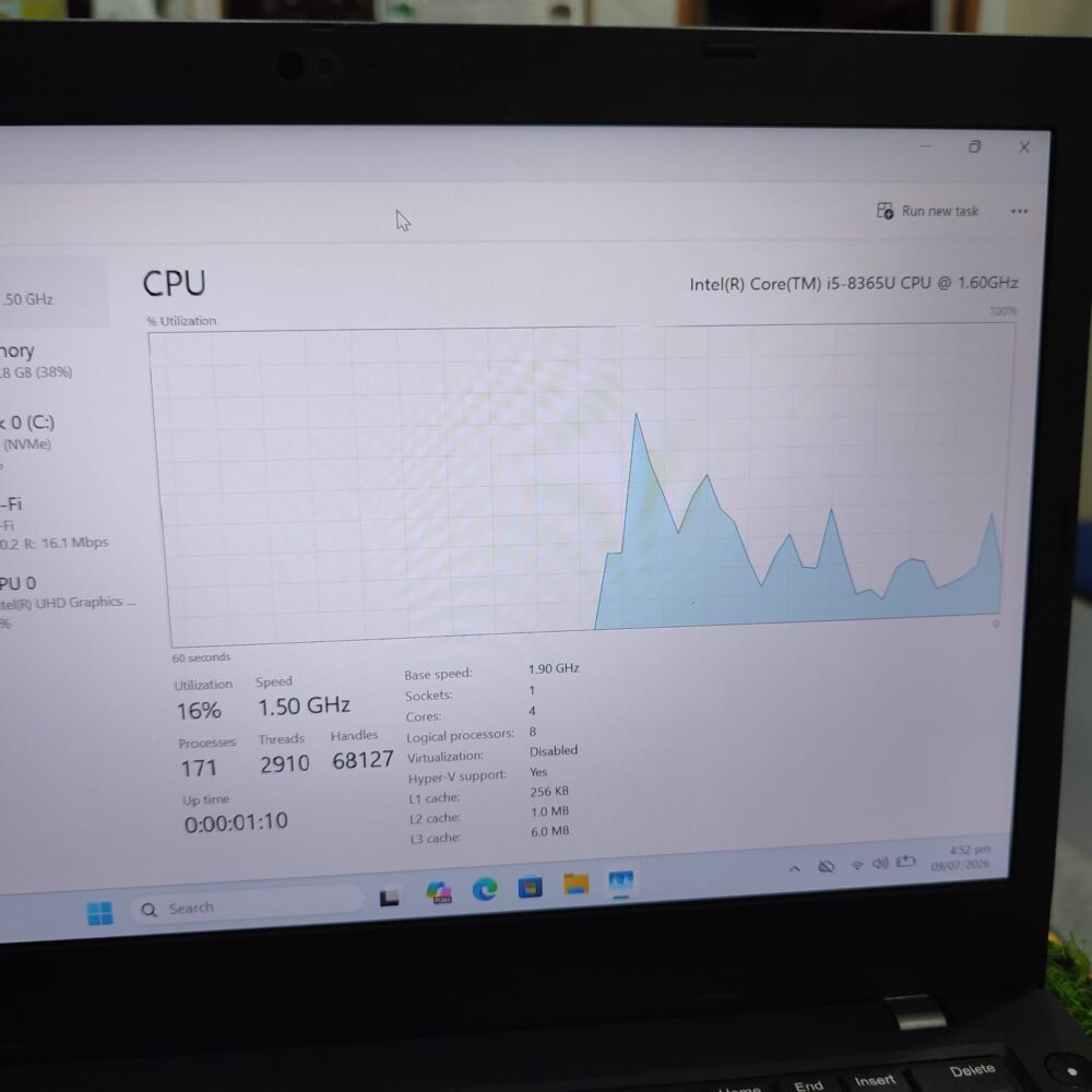 Lenovo ThinkPad L490 – Intel Core i5 8th Gen | 8GB RAM | 256GB SSD | 14" Full HD | Webcam | Good Battery Backup